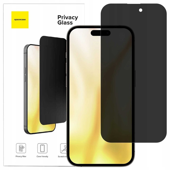 Sticla de confidentialitate SPACECASE Glass Privacy pentru iPhone 14 Pro