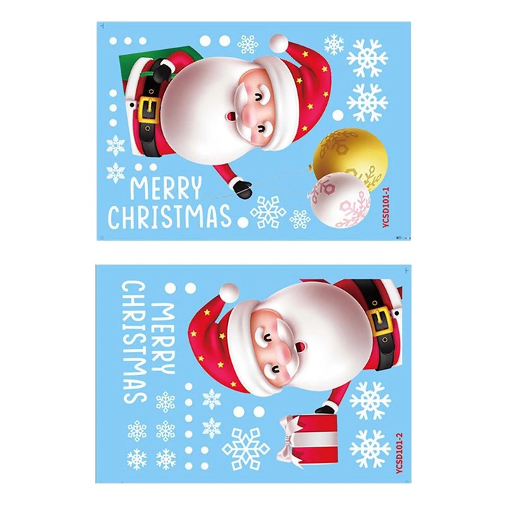 Set stickere statice Craciun pentru usi din sticla, multicolor, 37x27x2cm