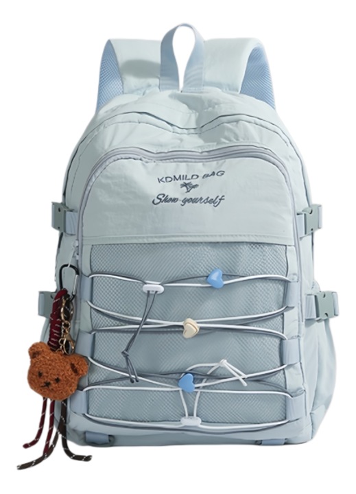 Túrahátizsák, 20-35 L, húzózsinórral, elegáns design, kétpántos hátizsák, vízálló, kopásálló, súlycsökkentő rendszerrel, ORBER, alkalmas szabadtéri turizmushoz, poliészterből, 32 × 13 × 44 cm, kék