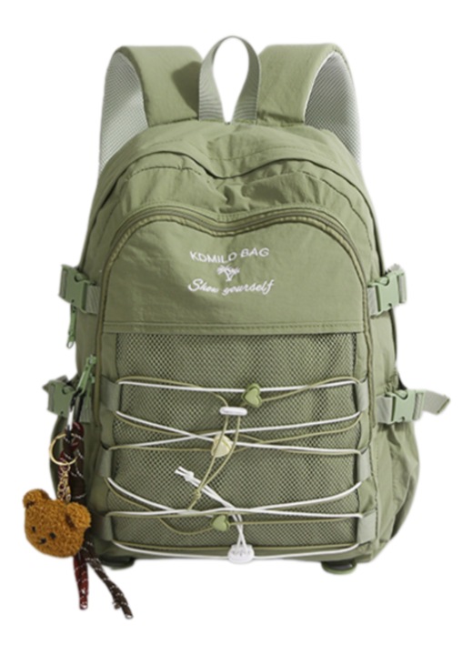 Túrahátizsák, 20-35 L, elegáns design, két vállpántos hátizsák, vízálló, húzózsinórral, kopásálló, súlycsökkentő rendszerrel, ORBER, alkalmas szabadtéri turizmushoz, poliészterből, 32 × 13 × 44 cm, Zöld