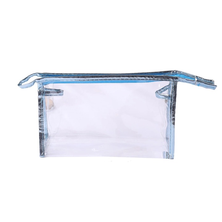Geanta cosmetica transparenta PVC, organizator cu fermoar, capacitate mare, 22.5x16x8cm