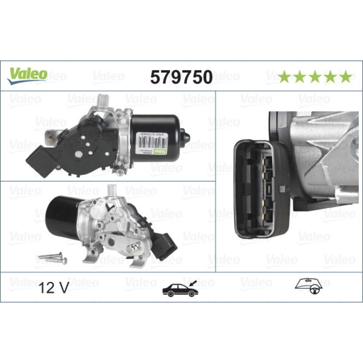 Valeo 579750 ablaktörlő motor, 12V, Renault Megane IV és III modellekhez, első beépítési oldal