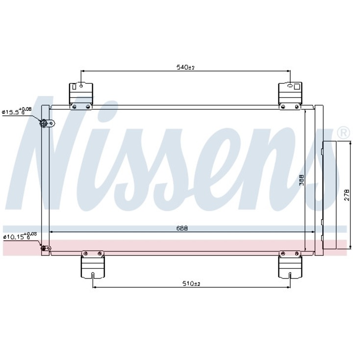 Кондензатор за климатик NISSENS 728x368x16, със сушилня