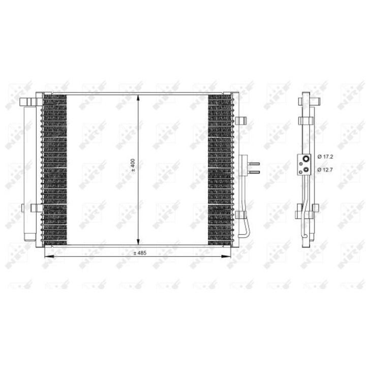 NRF klímarendszer radiátor, alumínium, 16mm, 400x485mm