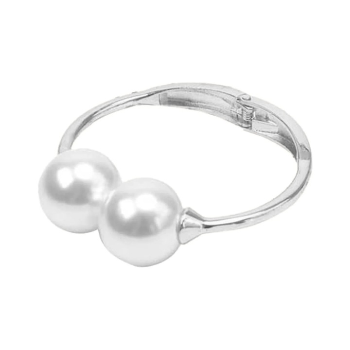 Suport perdea perle, alb, 11cm, metalic