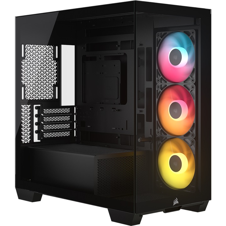 Carcasa Corsair 2800X RS-R ARGB, Micro-ATX, cu 3 ventilatoare incluse RS120-R ARGB, Negru