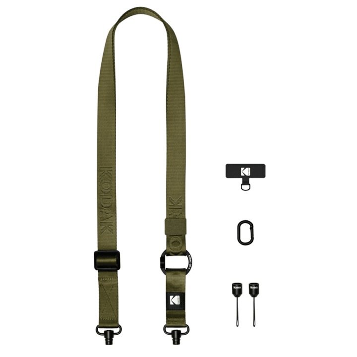 Többfunkciós fényképezőgép szíj KODAK Multi-Purpose Camera Strap, Gyorsan Levehető, Állítható, Prémium Nylon, CNC Alumínium, Kompatibilis DSLR, Mirrorless, Kompakt és Okostelefon, Olíva