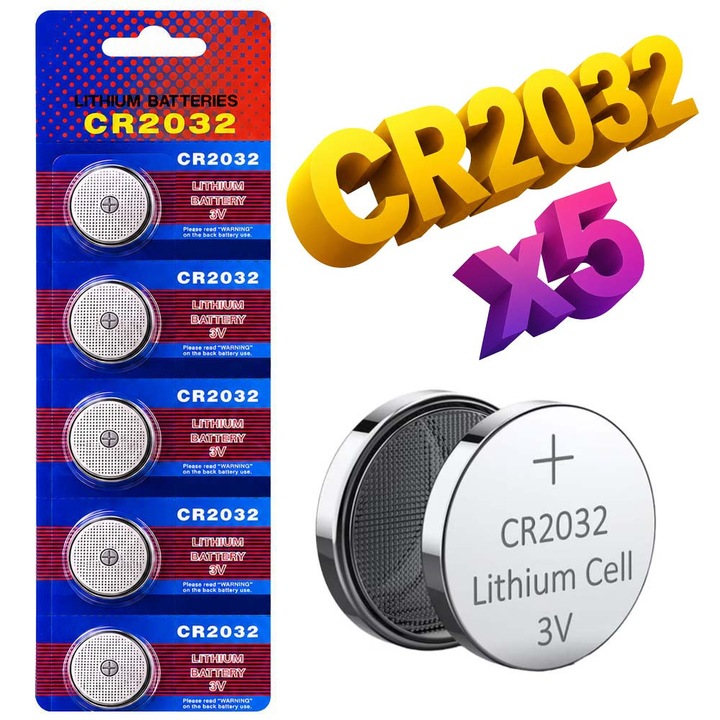 Baterie CR2032, Blister Baterii CR2032 3V, Litiu, Pastila 220mAh, 20x3.2mm