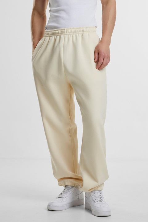 Urban Classics, Pantaloni de trening cu croiala relaxed-fit si buzunare, Bej deschis