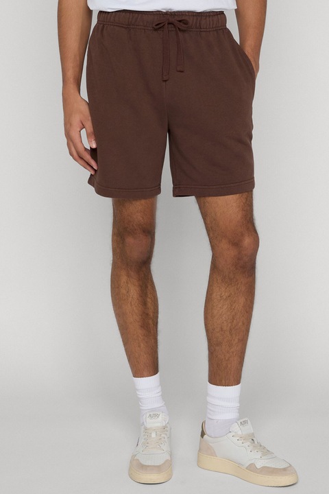 Urban Classics, Pantaloni scurti din amestec de bumbac cu snur, Maro inchis