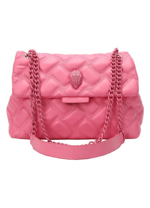 Női crossbody táska, PU bőr, hímzett, rózsaszín, 24x20x8cm