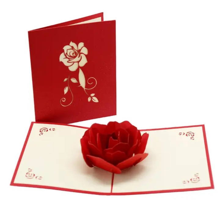 4 db 3D pop-up üdvözlőlap készlet, többszínű, 15x15cm