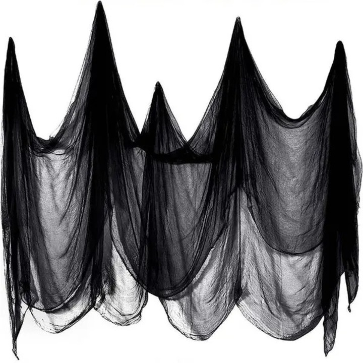 Dekoratív pókháló Halloweenre, poliészter-pamut, 200 x 500 cm, fekete