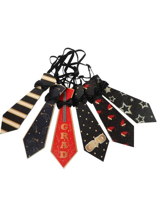 Set 6 cravate ajustabile pentru absolvire, multicolor, 24x7.5x1cm