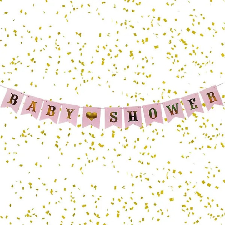 Banner Baby Shower pentru fete, decor sclipici, petrecere dezvaluire gen