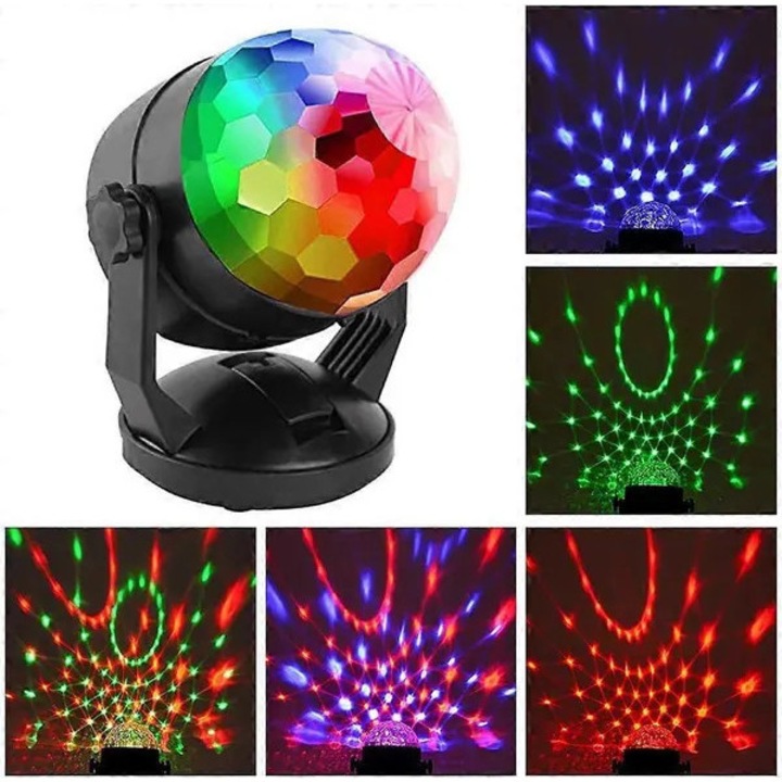 Hordozható partifény, RGB, hangvezérelt, USB, 7 mód, mini, többszínű, 10x10x10cm