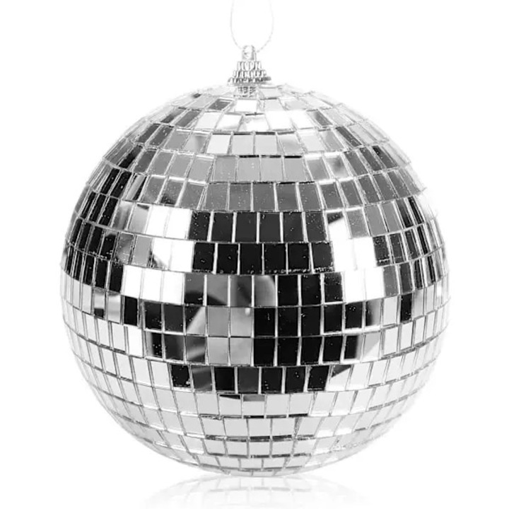Glob disco, 15cm, argintiu, plastic, decor petrecere agatat