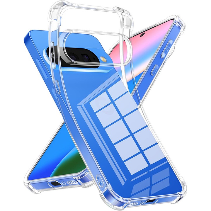 Google Pixel 11 Pro XL 5G kompatibilis szilikon hátlaptok, erősített sarkokkal, kamera védelemmel, átlátszó, Anti Shock, 1, 5mm