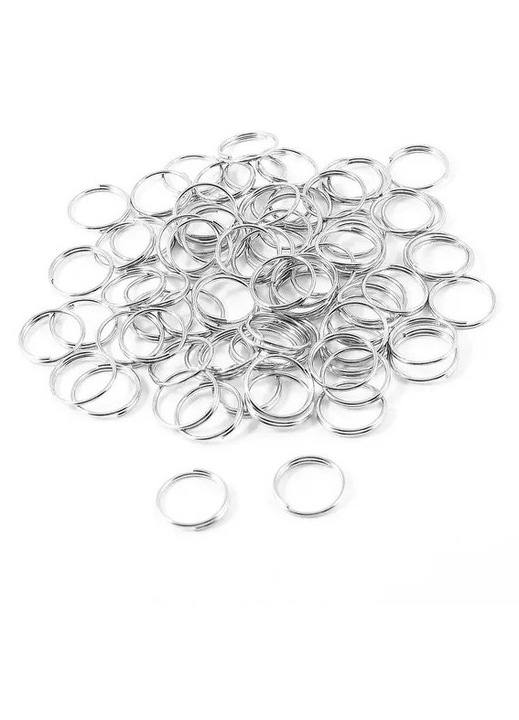 Ezüst színű fém kulcstartók, 80 db-os készlet, 10mm