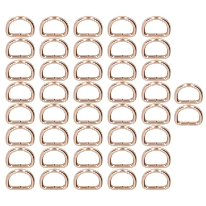 50 db arany színű fém D-gyűrű készlet, 16x15mm, strapabíró, ruházati kiegészítőkhöz, táskákhoz