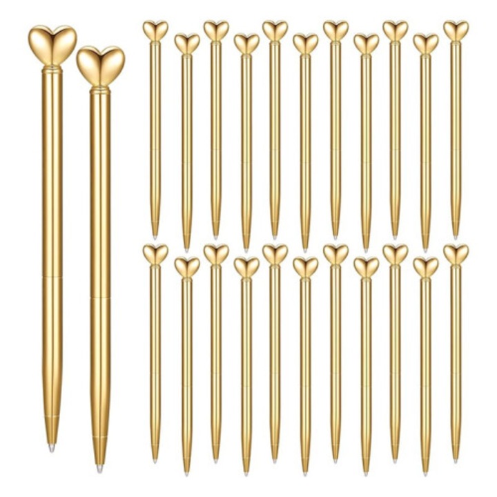 Pixuri metalice retractabile inima 1.0 mm cerneala neagra set 24 bucati
