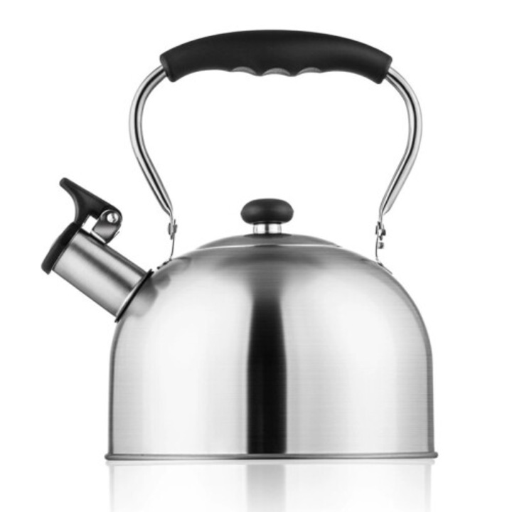 Ceainic inox 2.5L cu maner pliabil pentru camping si bucatarie