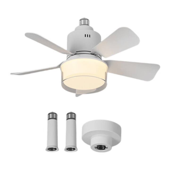 Mennyezeti ventilátor lámpával 24W 5 lapátos LED fehér 2 db 4 sebesség 150-250ft² távirányító kompakt
