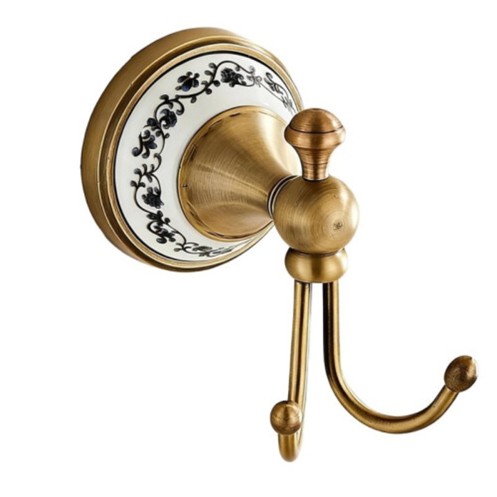 Двойна поставка за кърпи, месинг, винтидж, 12x5см