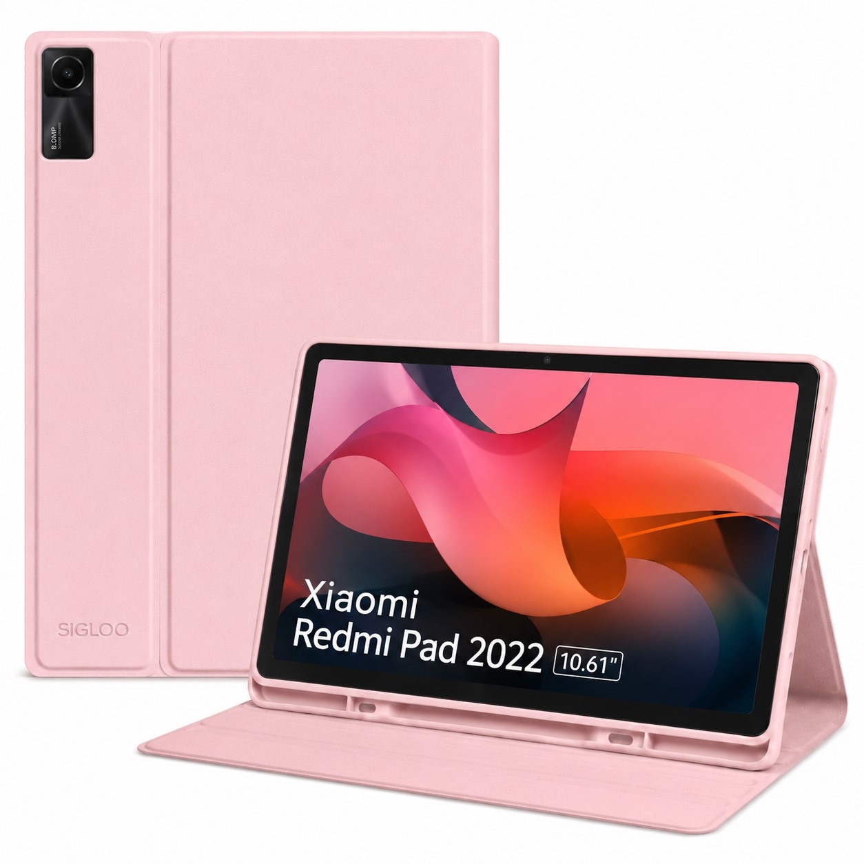 Husa Office SIGLOO pentru Xiaomi Redmi Pad (2022), 10.61", Functie Stand, Inchidere Magnetica, Protectie Completa, Material Premium, Roz