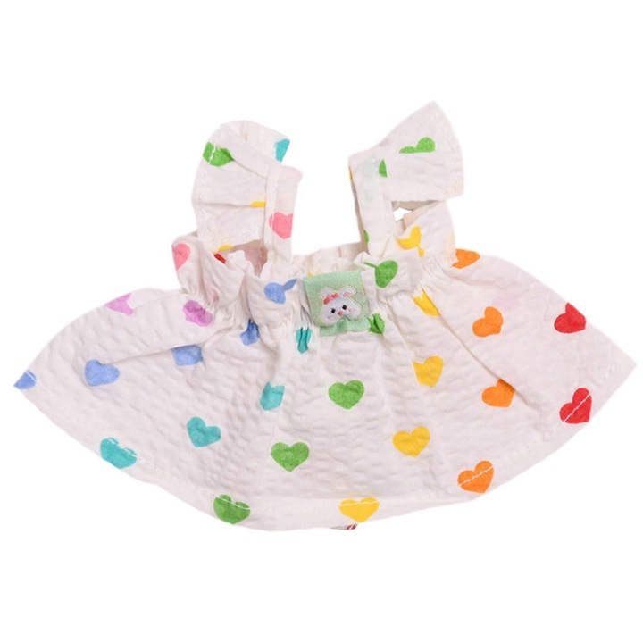 Plüss baba ruhák szívvel, levehető, színes, 10-12cm