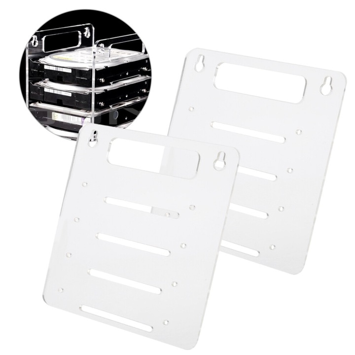 Suport hard disk transparent acrilic 4 straturi 3.5x2.5 inch