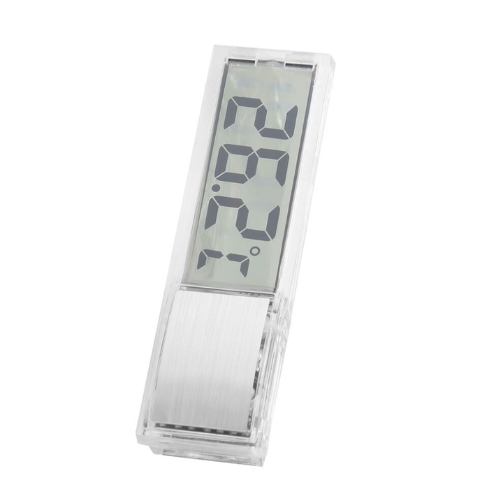 Termometru acvariu digital transparent 3D LCD, 7x1.5cm, alb
