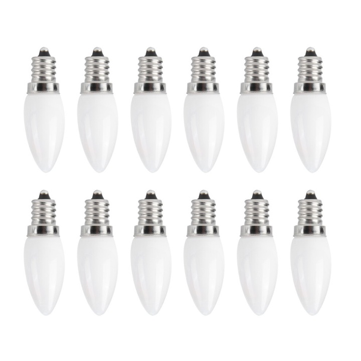 10 db Mini E12 LED izzó készlet, 1.5W, Meleg Fehér, 6x2.5x2.5cm