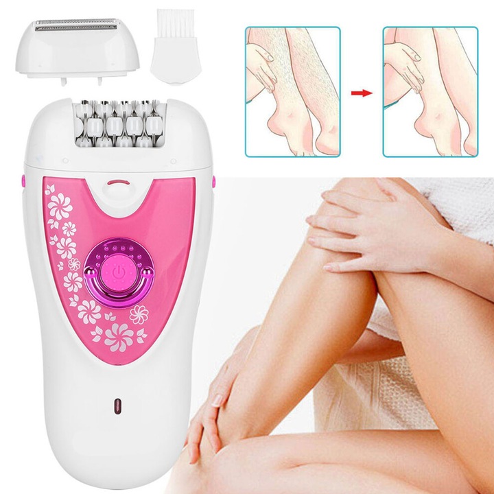 Epilator electric portabil pentru femei, lama inox, fara durere, 5W, 600mAh