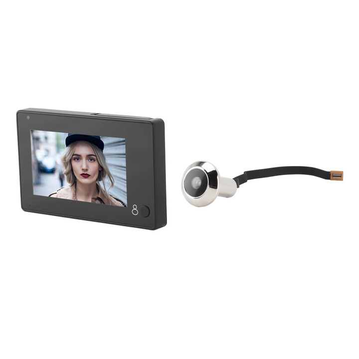 Kamera kukucskáló 4.3 hüvelyk, széles látószög 145°, IR színes, 1MP, 15-22mm, 30-100mm