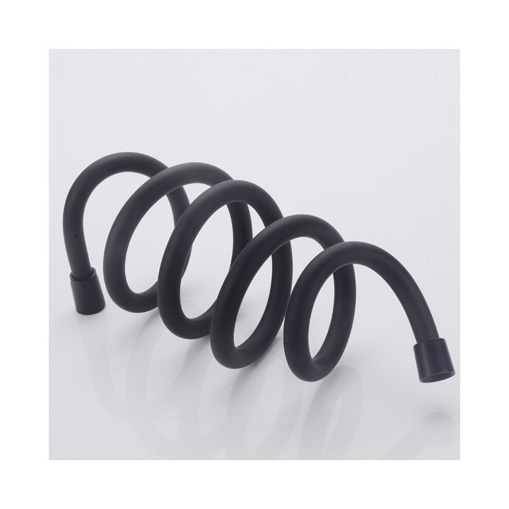 Set cap de dus portabil, electroplacat negru, furtun 1.5m PVC, cer instelat