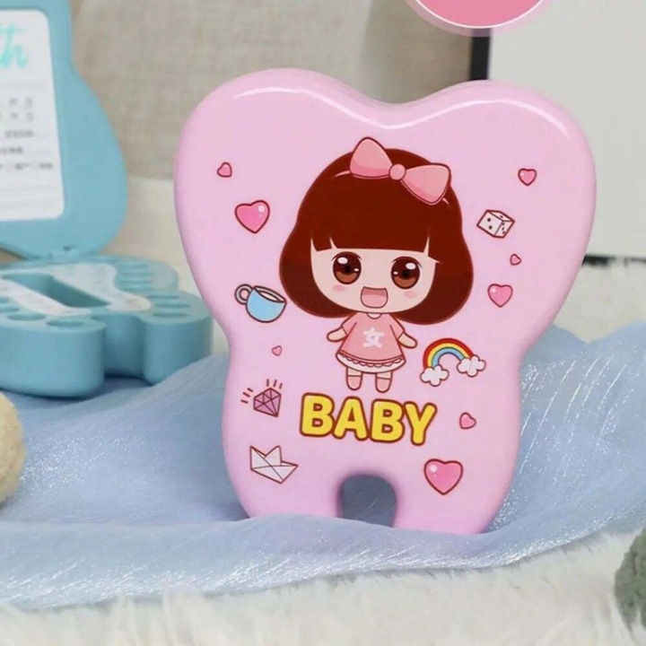 Cutie depozitare dinti de lapte si cordon ombilical pentru copii, stil chinezesc, multicolor, 15x10x5cm