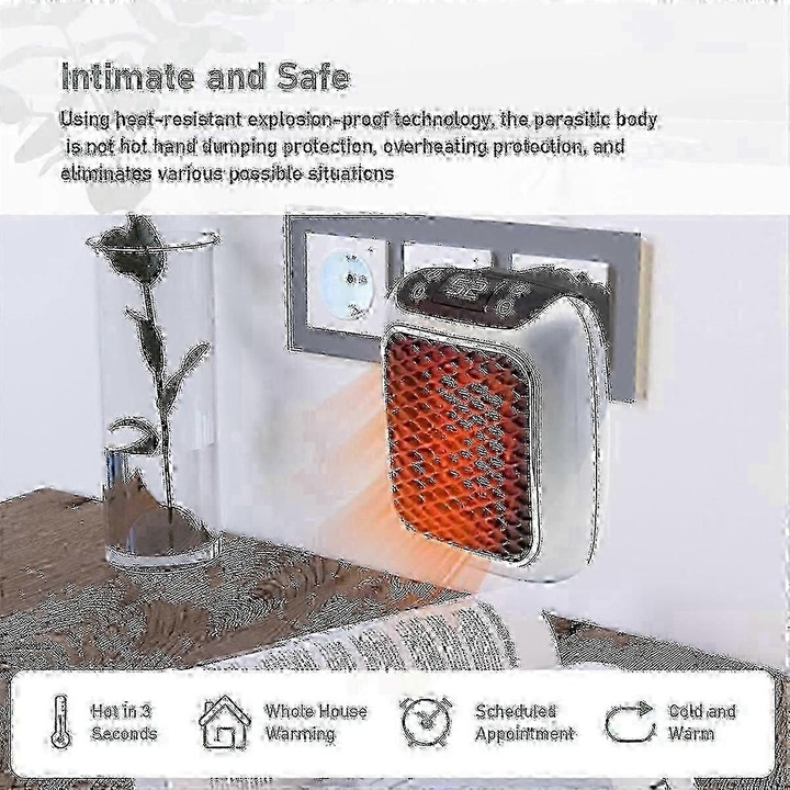Mini hősugárzó 800W, szürke-fekete, 12h, 180° forgatható, 220V, AU dugó