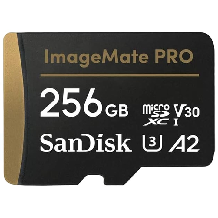Card de memorie microSDXC lmageMate PRO 256GB, Viteza de citire Pana la pana la 170 MB/s, Pentru telefon, tablete, drone, camere de actiune, camere de bord auto (SAN3-SM89569856655B)