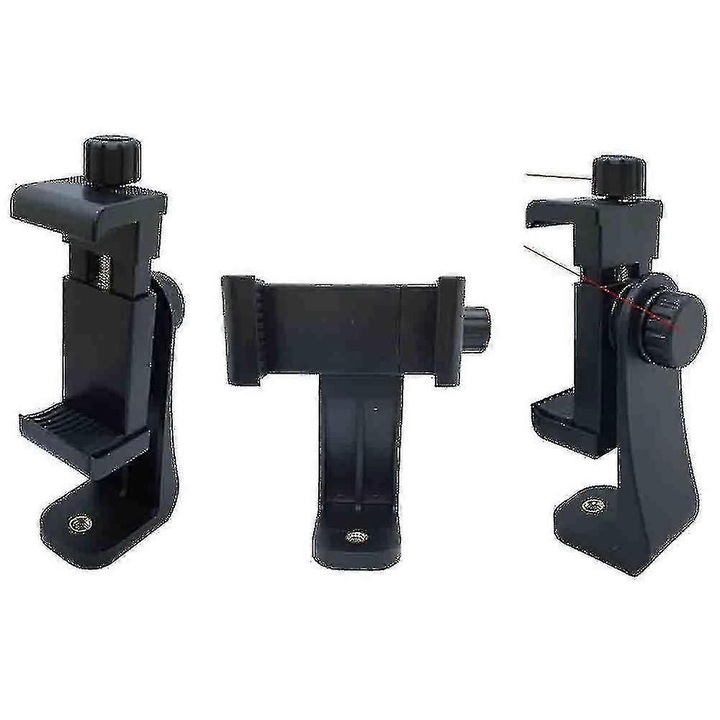 Универсална стойка за мобилен телефон, закрепване на гърди, черна, регулируема