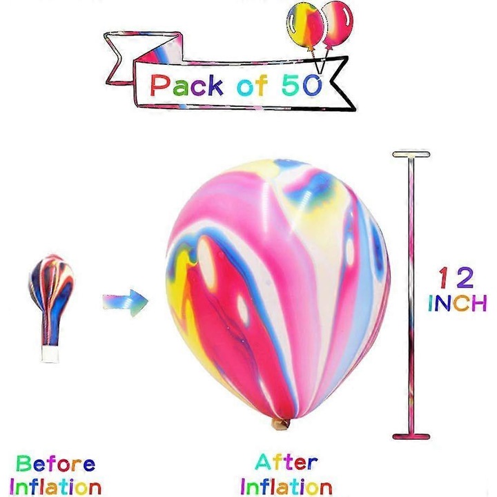 Többszínű latex lufi 12 hüvelyk, 50 db-os készlet