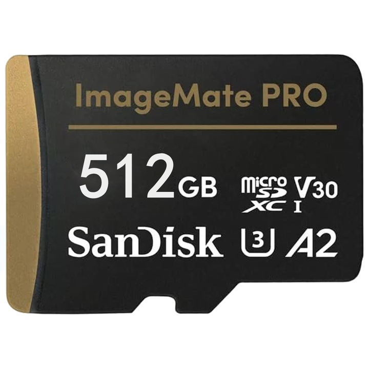 Card de memorie microSDXC lmageMate PRO 512GB, Viteza de citire Pana la pana la 170 MB/s, Pentru telefon, tablete, drone, camere de actiune, camere de bord auto (SAN3-SM826595887B)