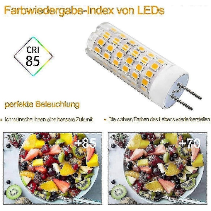 4 db LED GY6.35 izzó készlet 9W meleg fehér 3000K 220V 900lm 30x60mm