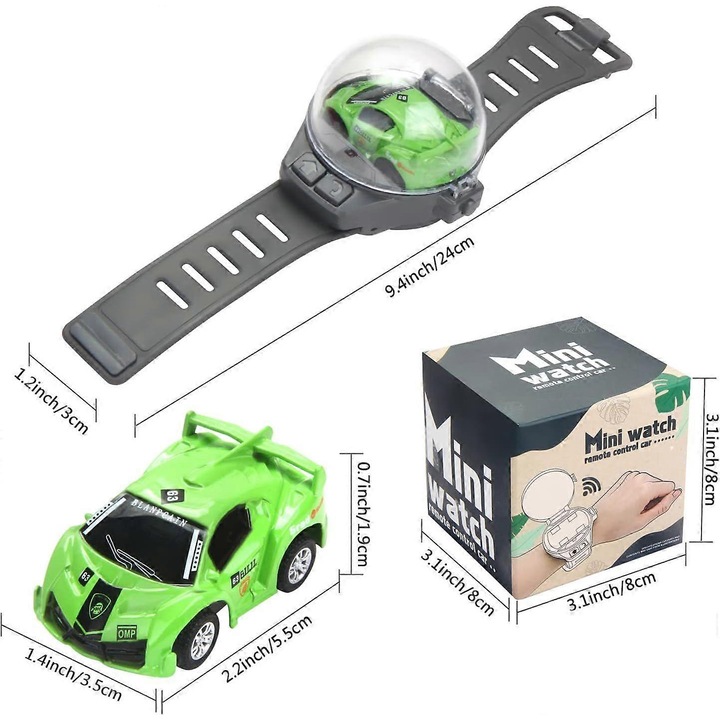 Távirányítós játékautó 2.4GHz, óra, LED fények, rózsaszín, mini, 30m hatótáv