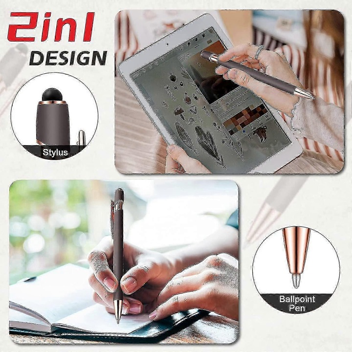 12 db-os fém tollkészlet 2 az 1-ben, fekete, 1.0 mm, érintőceruza