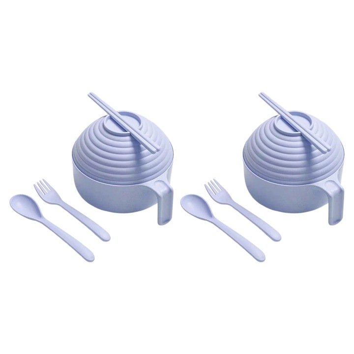 Set 2 boluri pentru ramen cu capac si manere multicolor 20x12cm