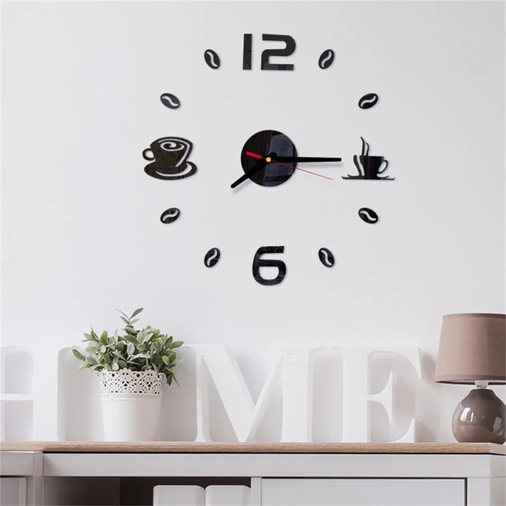 YANYXR dekoratív falióra DIY római számok akril tükör fekete 40cm