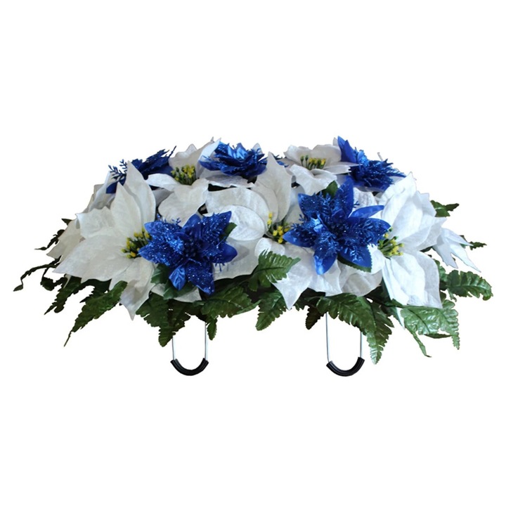 Flori artificiale pentru cimitir, suport cu vaza, multicolor, 70x40x30cm
