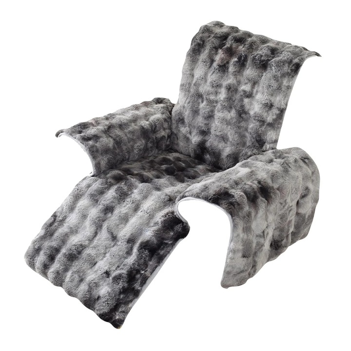 Set 4 piese huse fotoliu recliner, blana artificiala, gri, 70x50cm 90x60cm 110x60cm