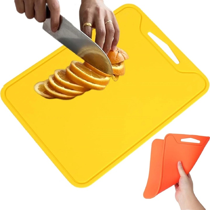 Tocator bucatarie silicon dublu fata flexibil portabil multicolor 30x20cm